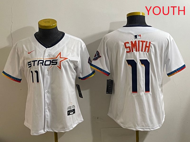 Youth Houston Astros #11 Smith White Fourth generation Joint Name 2025 Nike MLB Jersey style 1->nba t-shirts->Sports Accessory
